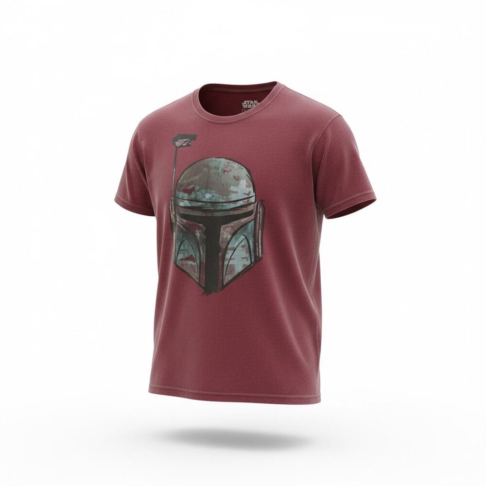 Disney Star Wars Boba Fett Helmet Men's Tshirt - Maroon Size 3X